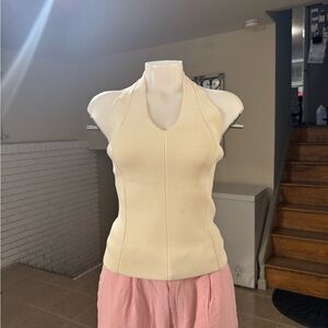 Zara Cream Ribbed Tank Top